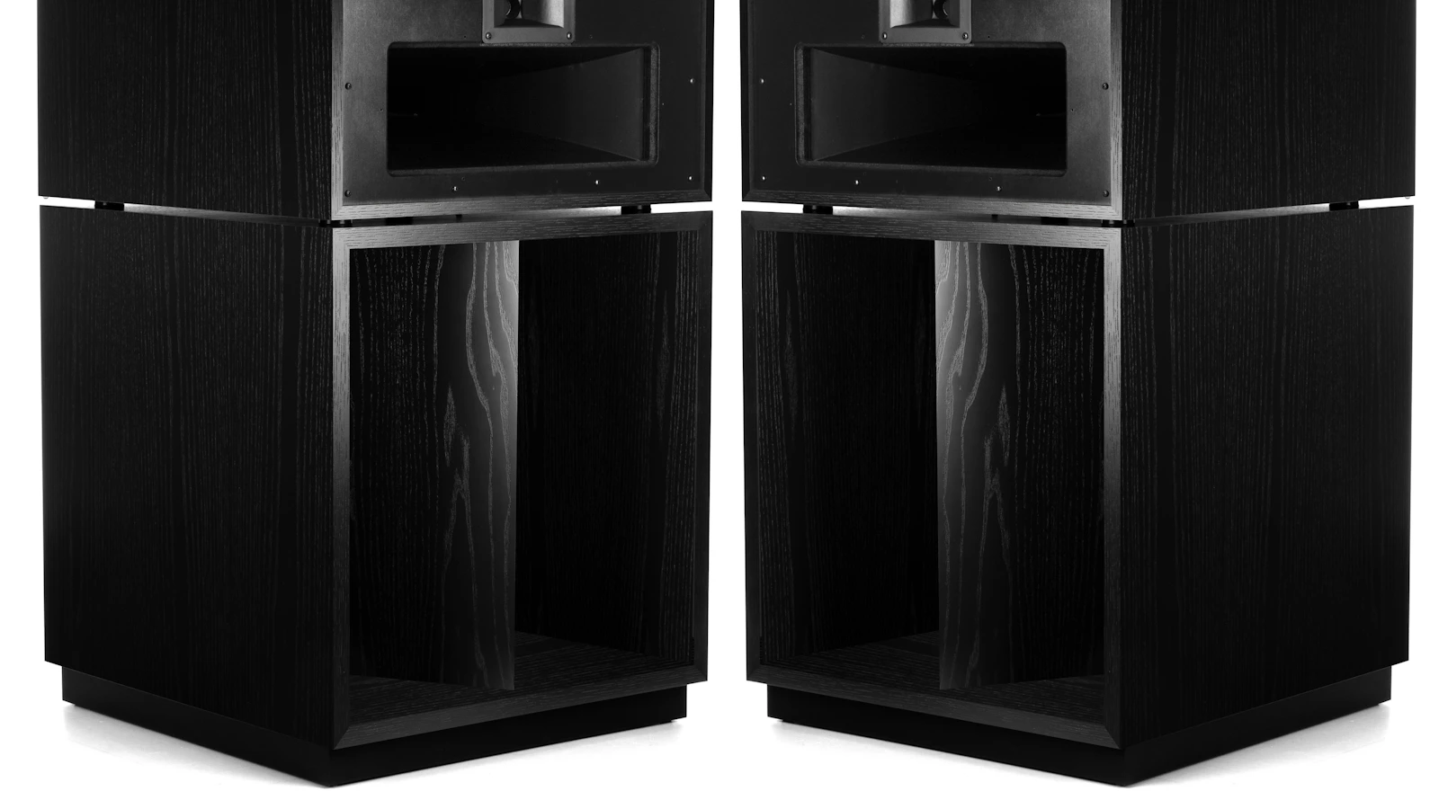 Pair of black Klipsch La Scala horn-loaded speakers